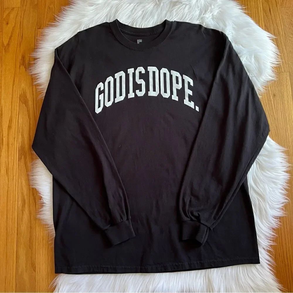 Men’s God Is Dope a Black and White Graphic  XL Tee Shirt